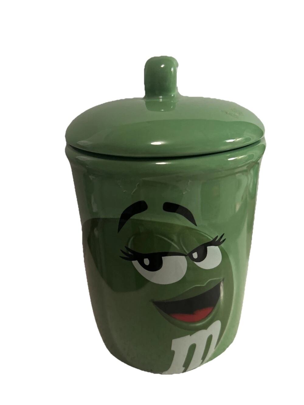 M&Ms Ceramic Green Jar 2010 Official Licensed Product 6.5 Inch